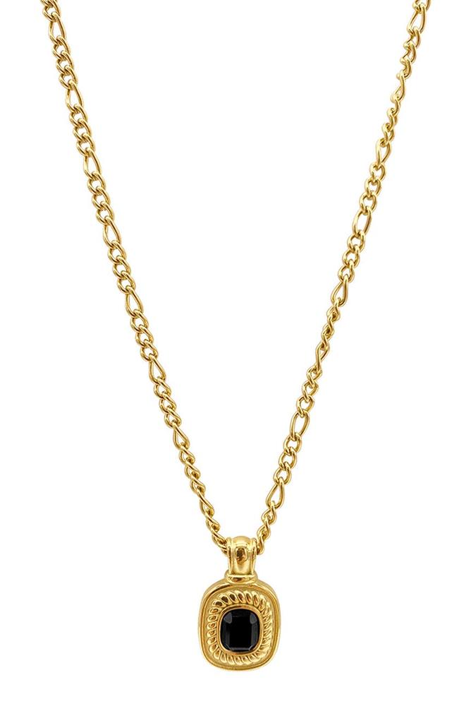 14K Gold Plated Onyx Pendant Necklace商品第1张图片规格展示