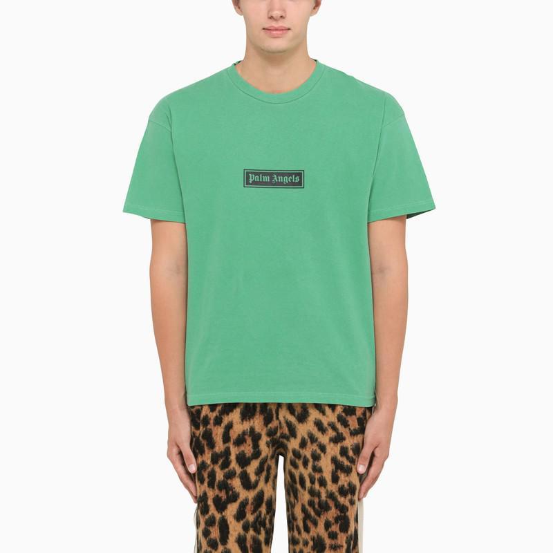 商品Palm Angels|Green cotton crew neck t-shirt with logo,价格¥1516,第1张图片