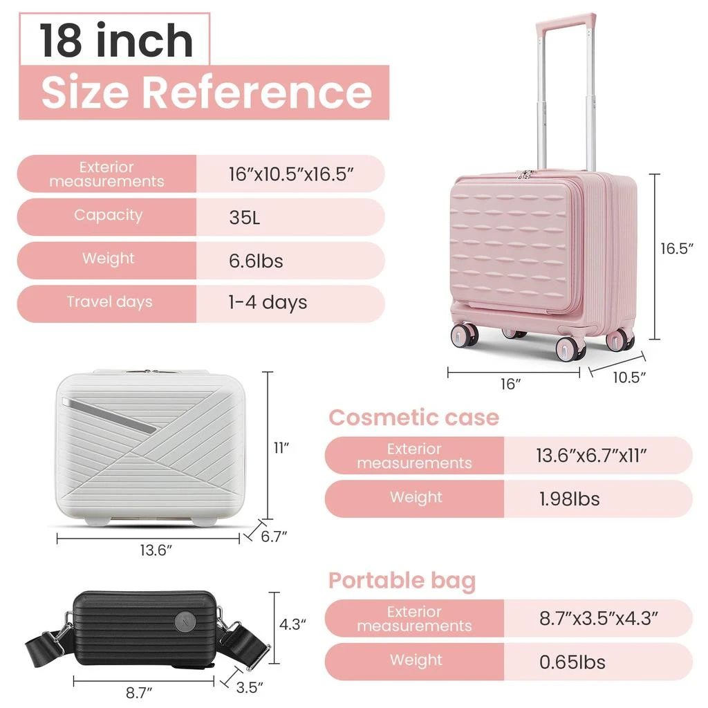 商品Streamdale Furniture|Streamdale 18" Carry On Luggage with Front Open Door &Laptop Interlayer,价格¥1165,第5张图片详细描述