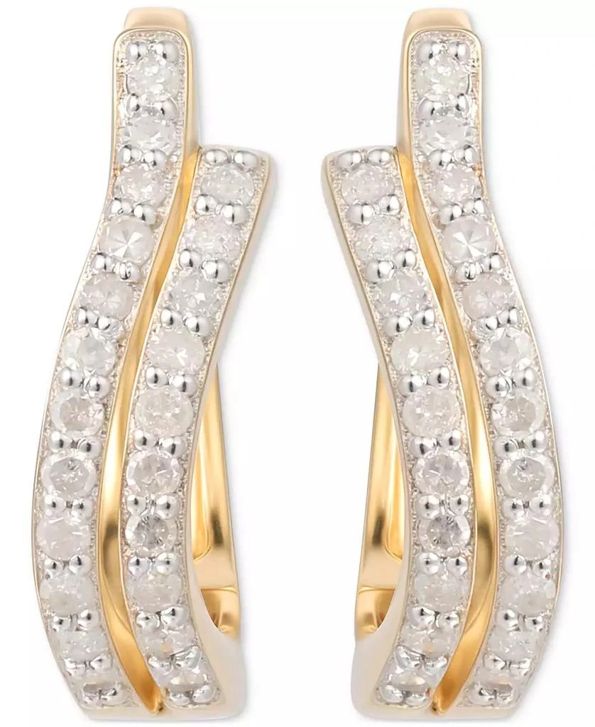 商品Macy's|Diamond Double-Row Hoop Earrings (1/3 ct. t.w.) in 14k Gold-Plated Sterling Silver,价格¥1303,第3张图片详细描述