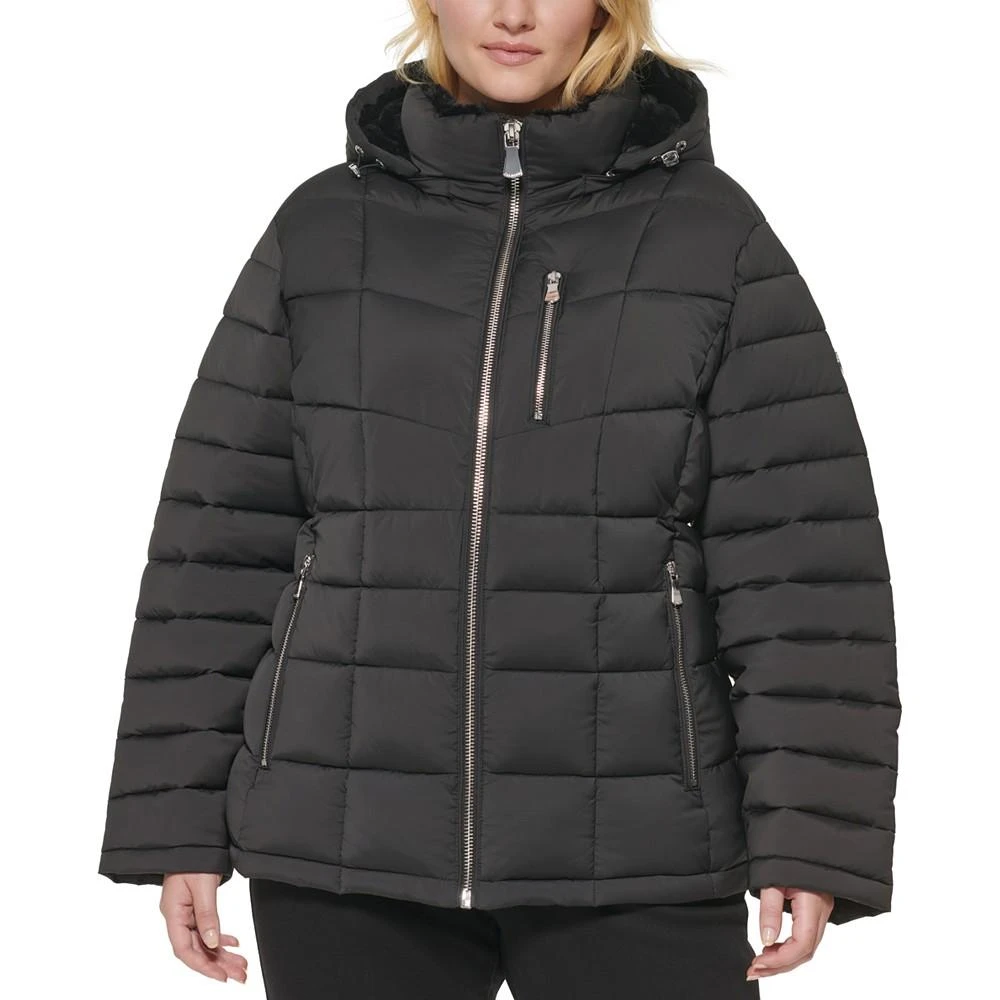 商品Calvin Klein|Women's Plus Size Faux-Fur-Trim Hooded Puffer Coat, Created for Macy's,价格¥718,第1张图片