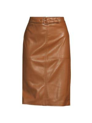 Faux Leather Belted Pencil Skirt商品第3张图片规格展示