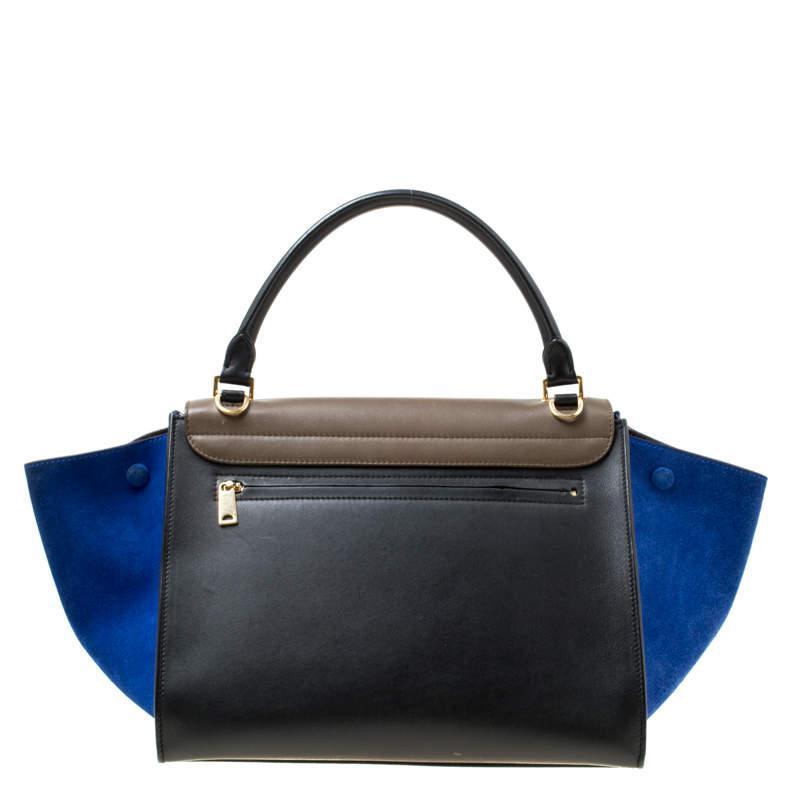 商品[二手商品] Celine|Celine Tri Color Leather and Suede Medium Trapeze Top Handle Bag,价格¥5448,第6张图片详细描述