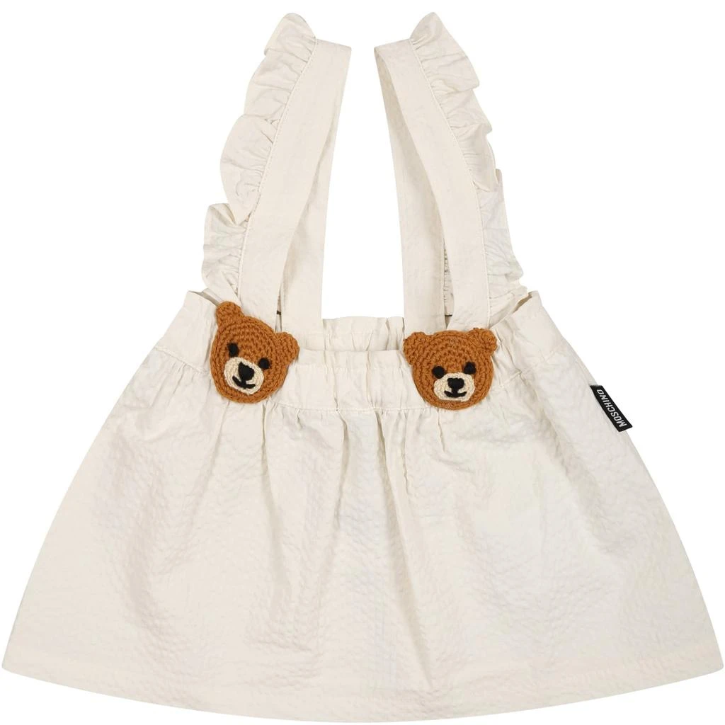商品Moschino|Moschino Ivory Dungaree Skirt For Baby Girl With Teddy Bear,价格¥951,第1张图片
