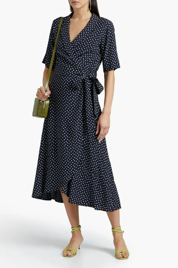 商品Ganni|Printed crepe midi wrap dress,价格¥829,第4张图片详细描述