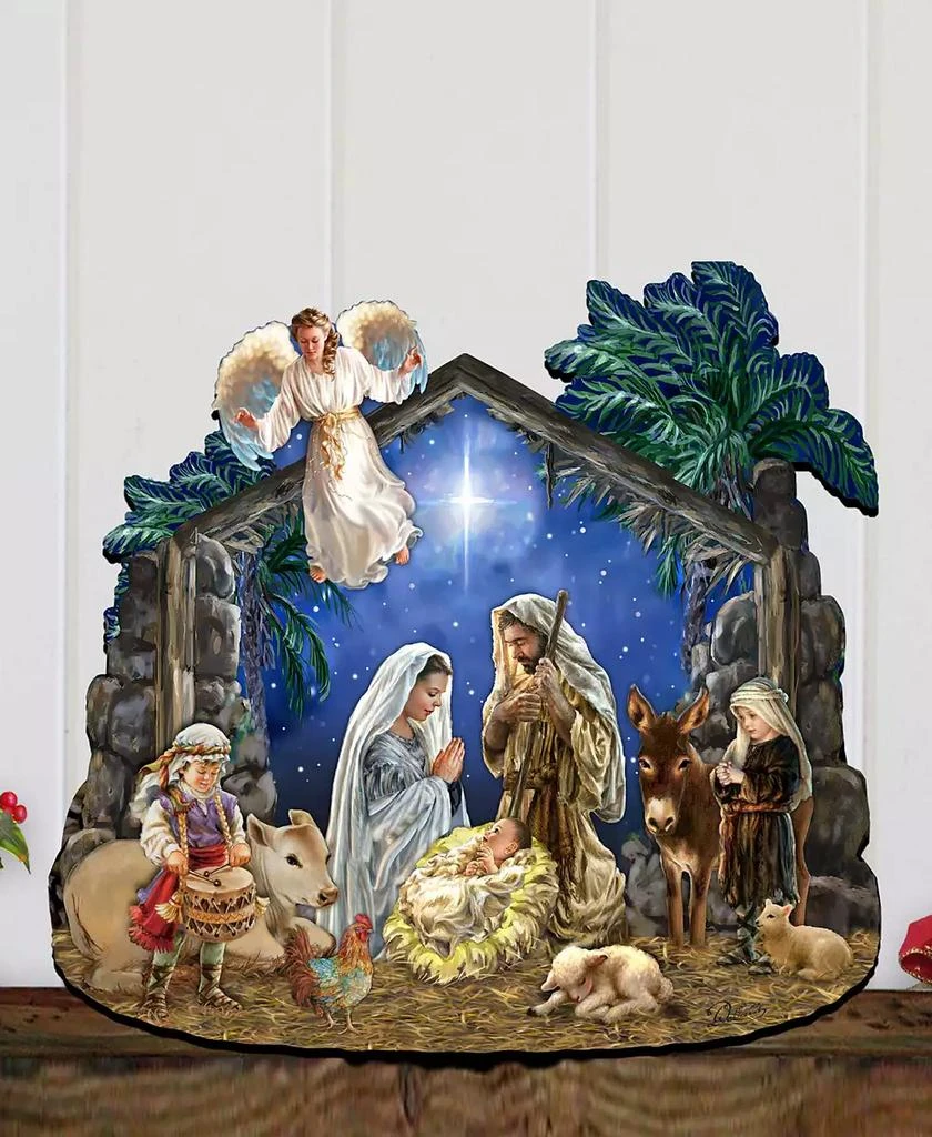 商品Designocracy|Nativity with Angel Christmas Wooden Door Decor Wall Decor G. DeBrekht,价格¥1099,第4张图片详细描述
