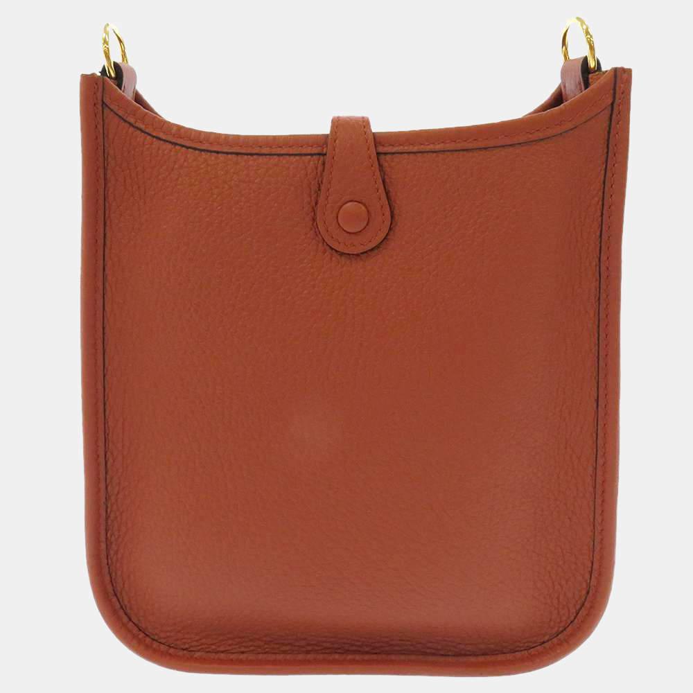 商品[二手商品] Hermes|Hermes Brown Taurillon Clemence Leather Evelyne Amazon TPM Shoulder Bag,价格¥25625,第5张图片详细描述