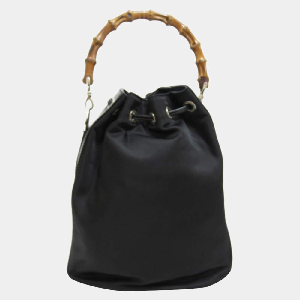 Gucci Black Nylon Bamboo Bucket Bag商品第3张图片规格展示