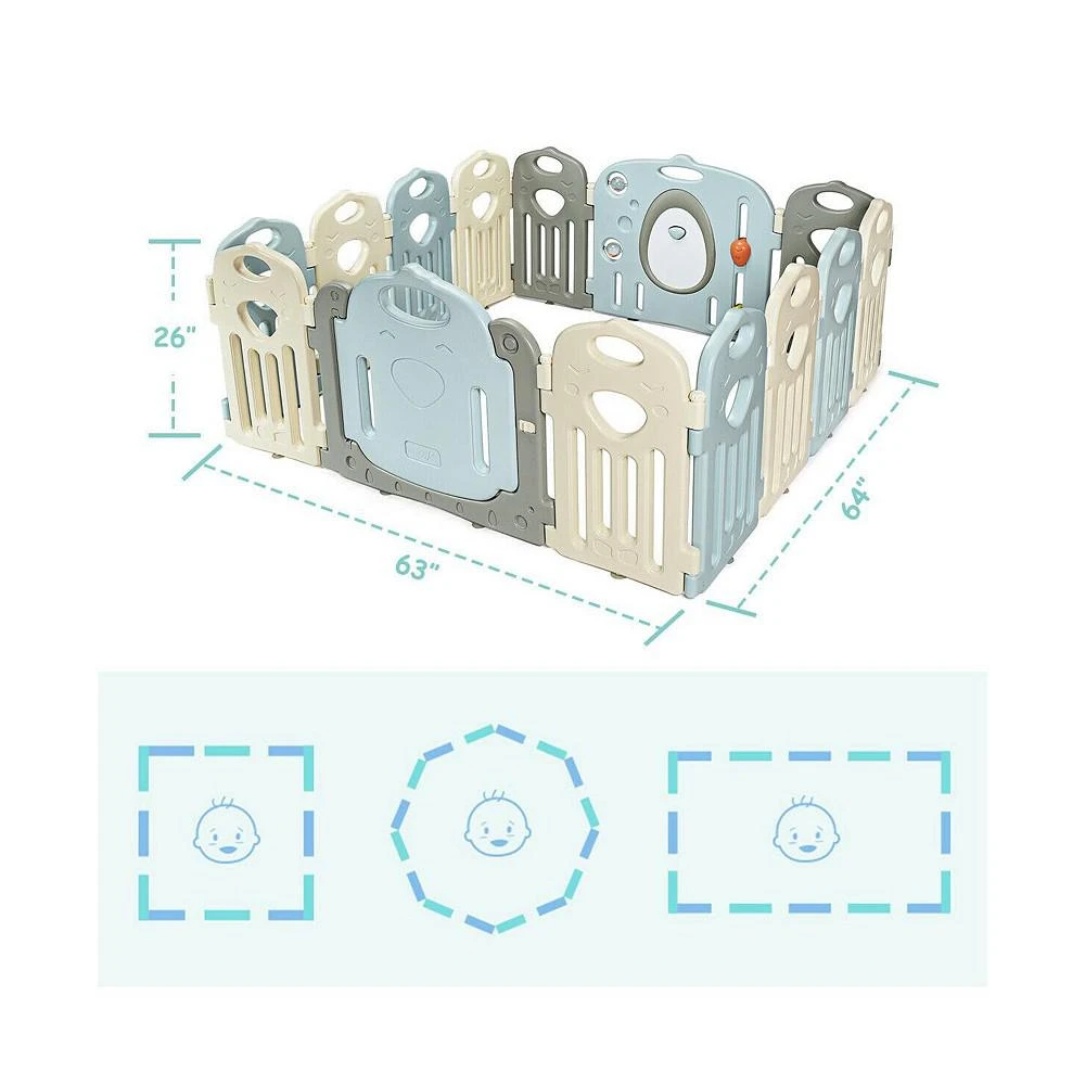 商品Costway|Kids Baby Playpen 14 Panel Activity Center Safety Play Yard,价格¥774,第3张图片详细描述