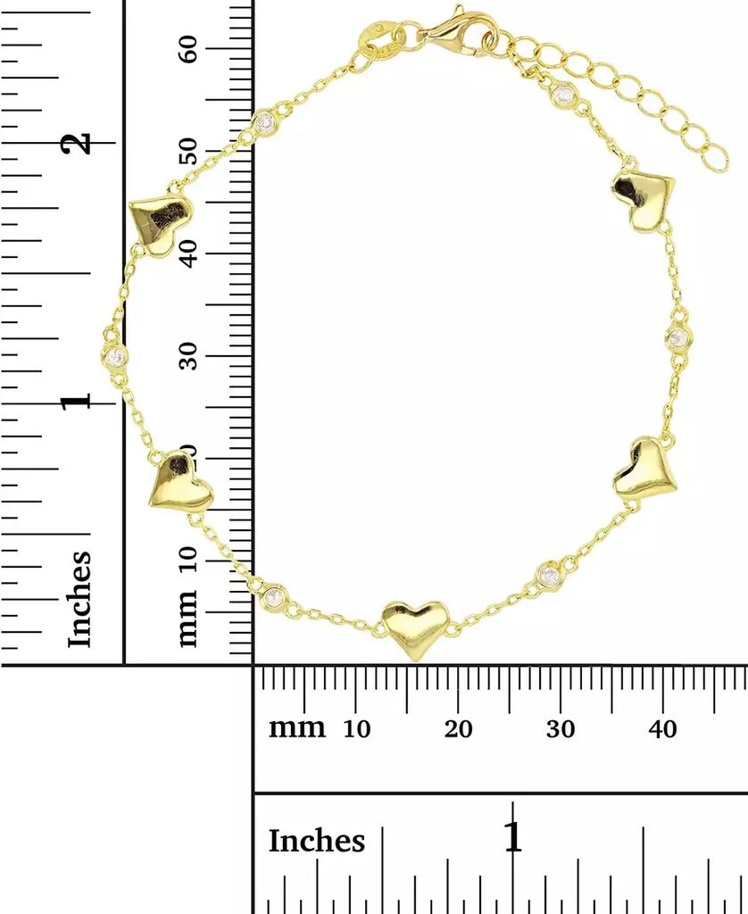 商品Macy's|Cubic Zirconia Polished Heart Bracelet in Sterling Silver or 14k Gold-Plated Sterling Silver,价格¥487,第3张图片详细描述