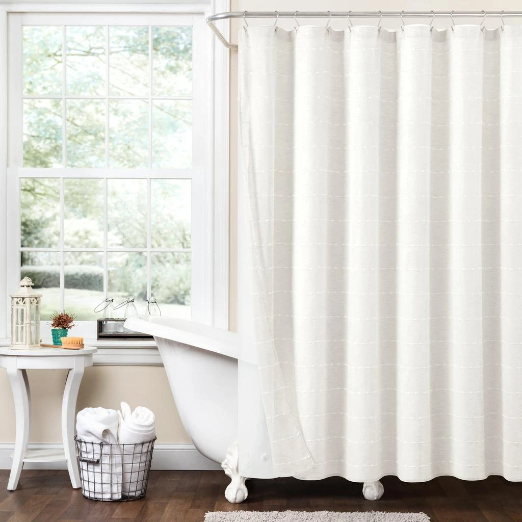 商品Lush Decor|Farmhouse Textured Sheer With Peva Lining Shower Curtain Set,价格¥514,第1张图片