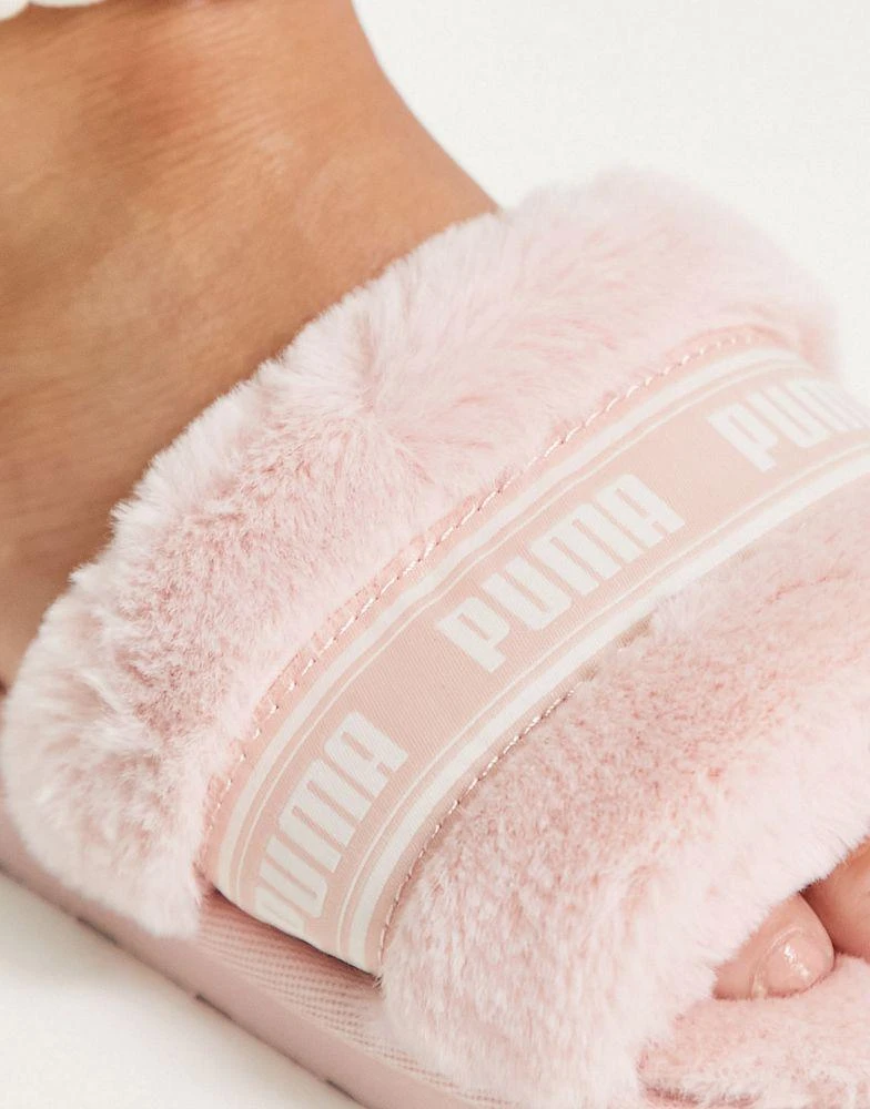 商品Puma|Puma Fluff slider slippers in pink,价格¥268,第4张图片详细描述