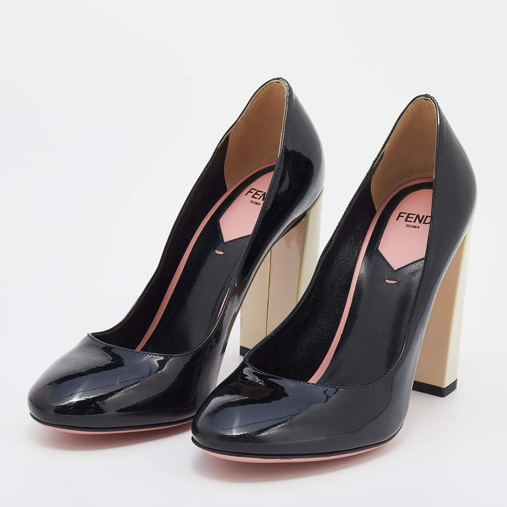 Fendi Black Patent Leather Block Heel Pumps Size 36商品第2张图片规格展示