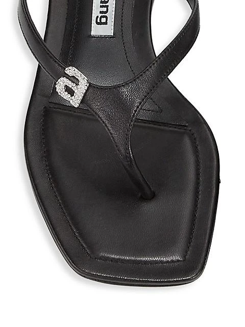 商品Alexander Wang|Ivy Rhinestone Logo Leather Thong Sandals,价格¥1029,第4张图片详细描述