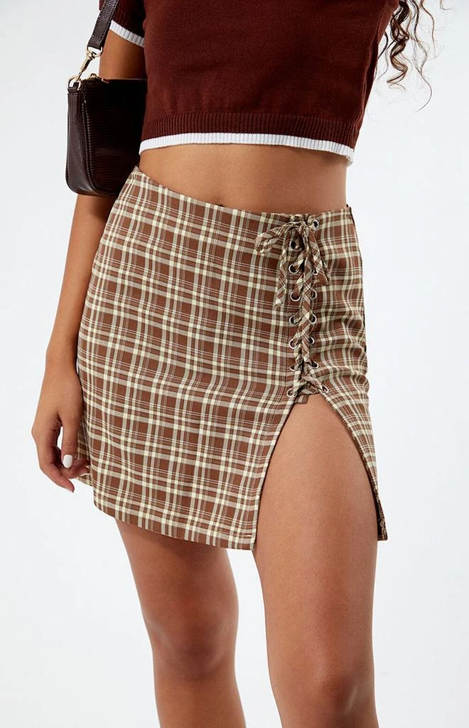 商品Daisy Street|Plaid Lace Up Mini Skirt,价格¥210,第2张图片详细描述