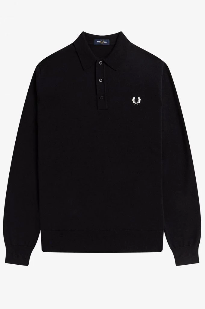 商品Fred Perry|Fred Perry K4535 - Long Sleeve Knitted Shirt in Black,价格¥1442,第1张图片