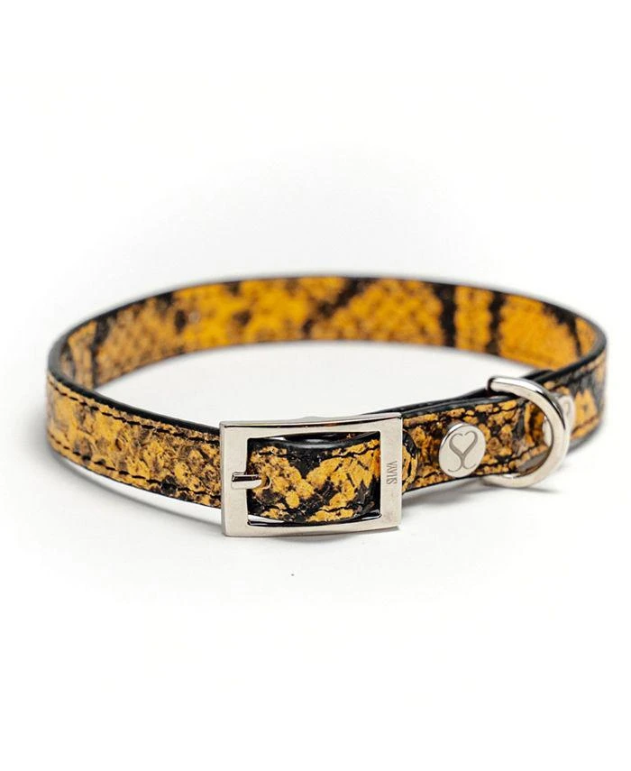 商品Shaya Pets|Embossed Yellow & Black Leather Adjustable Dog Collar,价格¥625,第1张图片