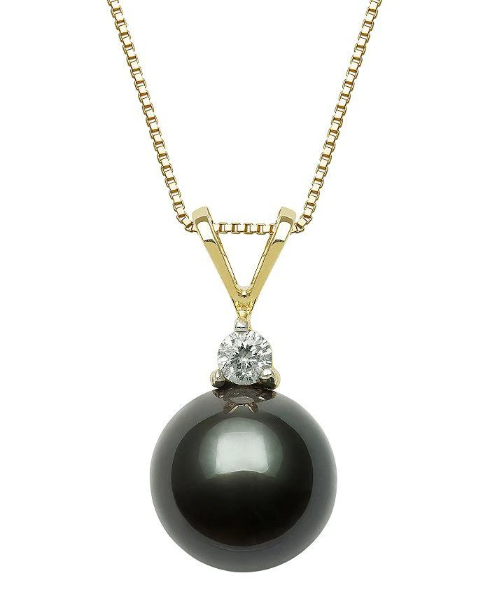 商品Bloomingdale's|Tahitian Black Cultured Pearl & Diamond Pendant Necklace in 14K Yellow Gold, 18" - 100% Exclusive,价格¥9528,第5张图片详细描述