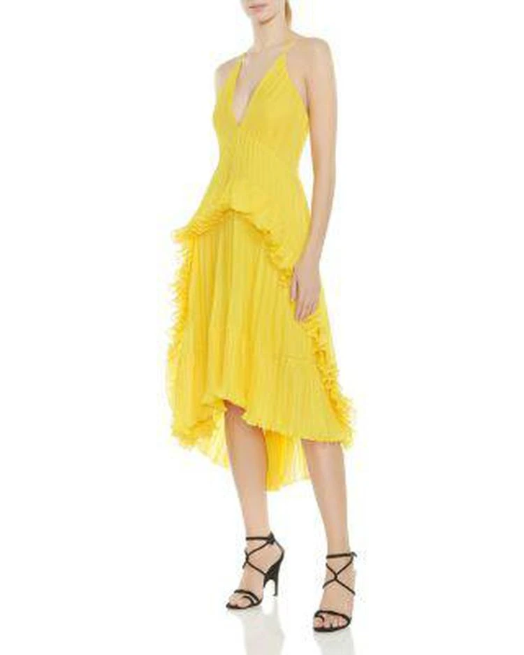 商品Halston Heritage|Pleated Ruffled Halter Dress,价格¥1638,第1张图片