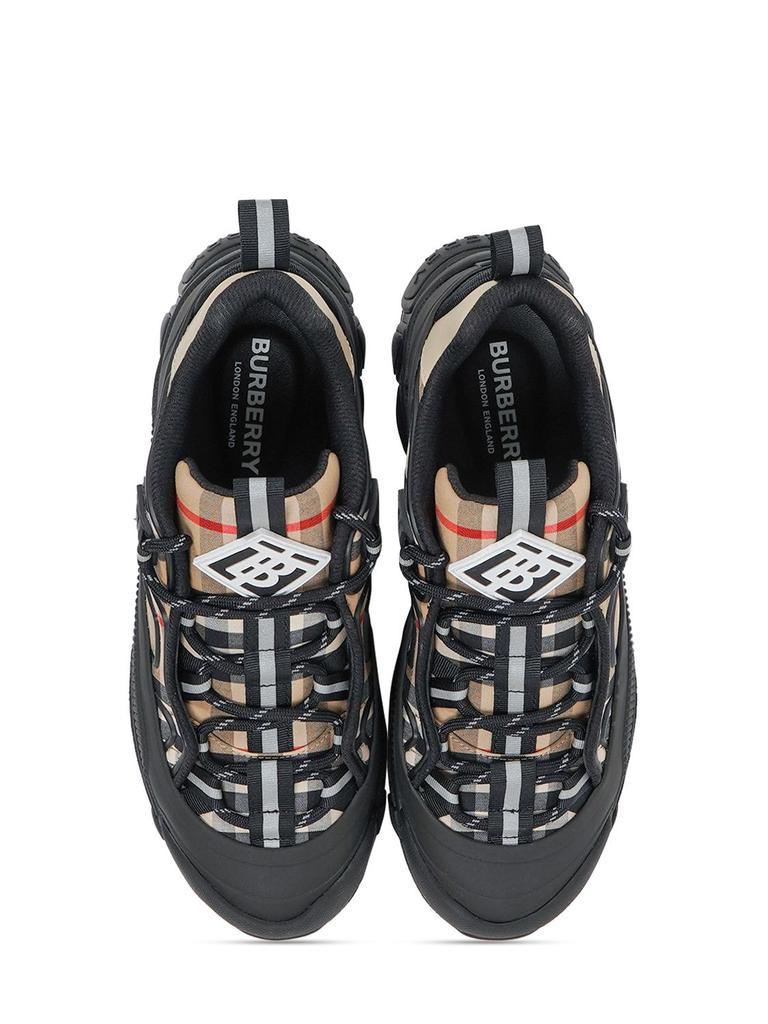 商品Burberry|Cotton & Leather Lace-up Sneakers,价格¥3581,第1张图片