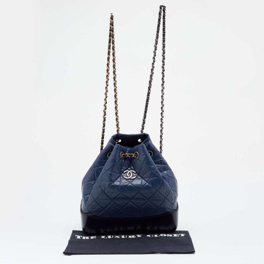 Chanel Blue/Black Quilted Aged Leather Small Gabrielle Backpack商品第10张图片规格展示