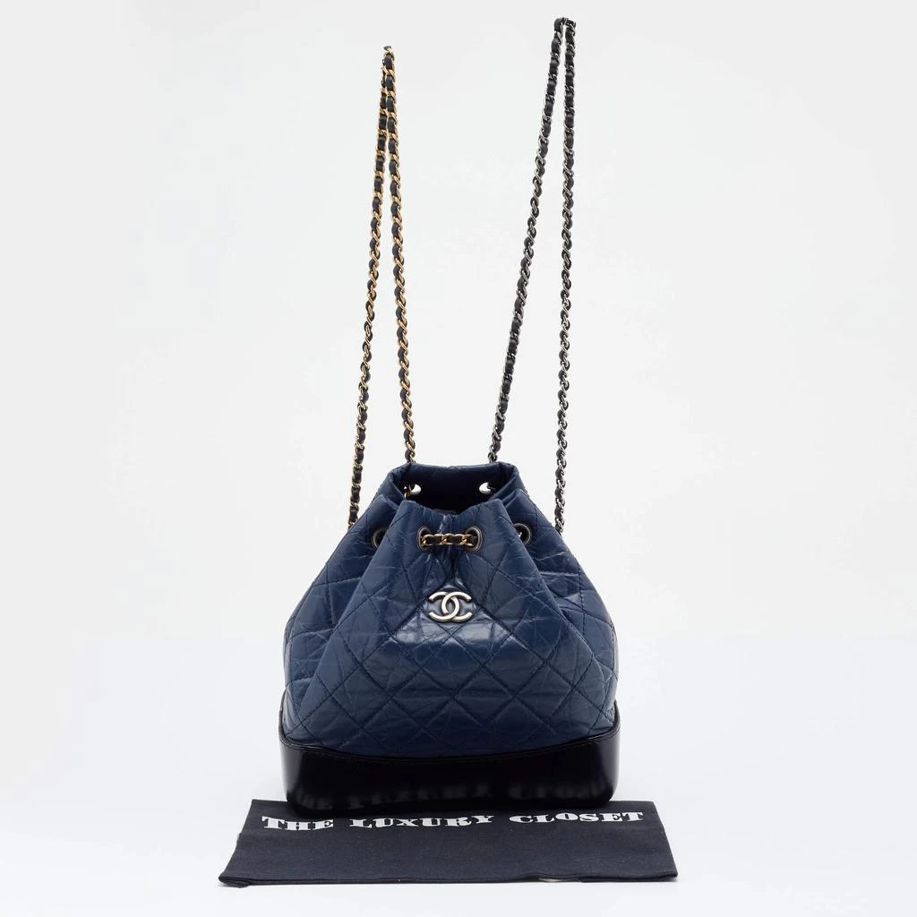 Chanel Blue/Black Quilted Aged Leather Small Gabrielle Backpack 商品