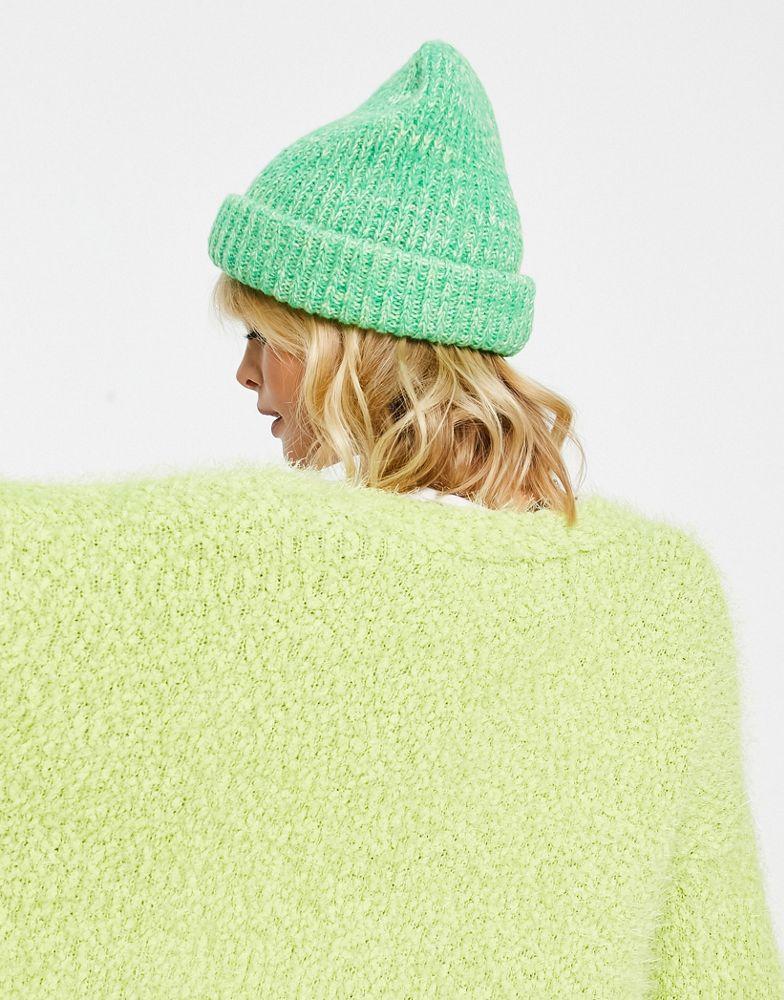 商品Topshop|Topshop ribbed marl beanie in green,价格¥45,第4张图片详细描述