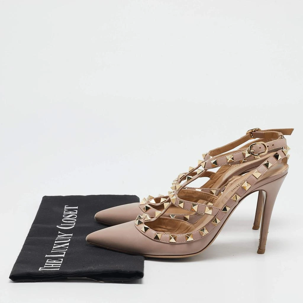 Valentino Beige Leather Rockstud Ankle Strap Pumps Size 37 商品