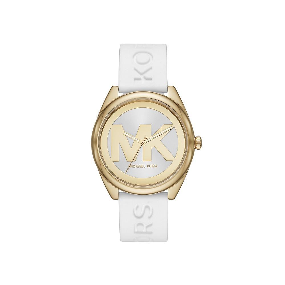 商品Michael Kors|Women's Janelle White Silicone Strap Watch 42mm,价格¥734,第1张图片