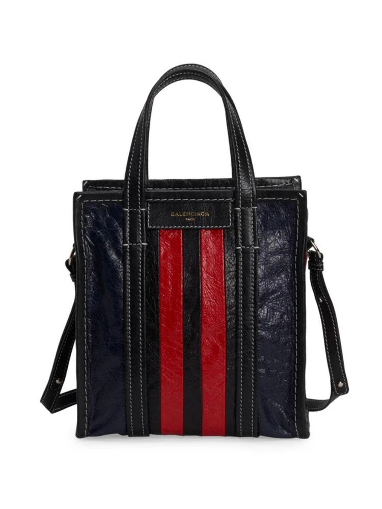 商品Balenciaga|Extra Small Bazar Stripe Leather Shopper,价格¥6186,第1张图片