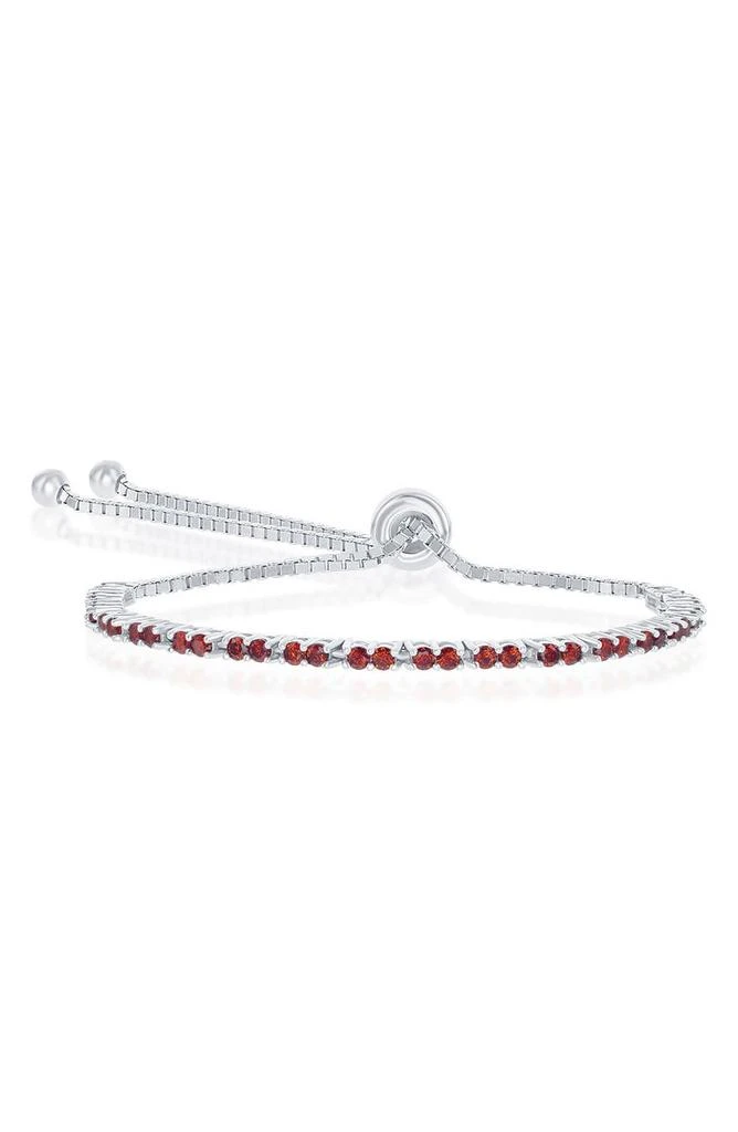 商品SIMONA|Sterling Silver Garnet CZ Bolo Bracelet,价格¥826,第1张图片