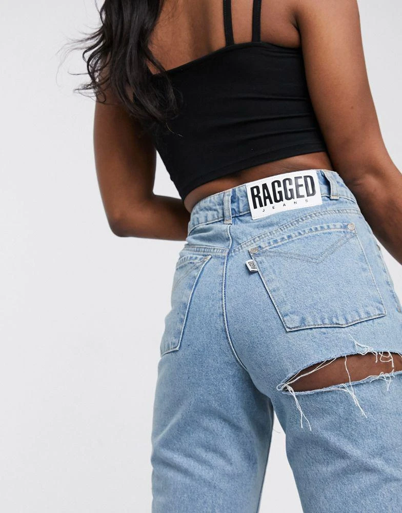 商品The Ragged Priest|The Ragged Priest mom jeans with bum rip in light wash denim,价格¥337,第3张图片详细描述