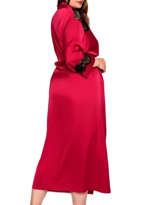 商品iCollection|Plus Size Long Sleeve Satin Long Robe,价格¥990,第2张图片详细描述