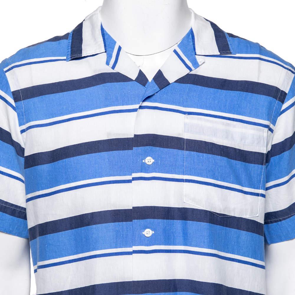 商品[二手商品] Ralph Lauren|Polo Ralph Lauren Blue & White Striped Button Front Short Sleeve Shirt M,价格¥765,第6张图片详细描述
