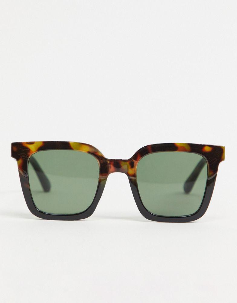 ASOS DESIGN frame square sunglasses with tort blocking - BROWN商品第3张图片规格展示