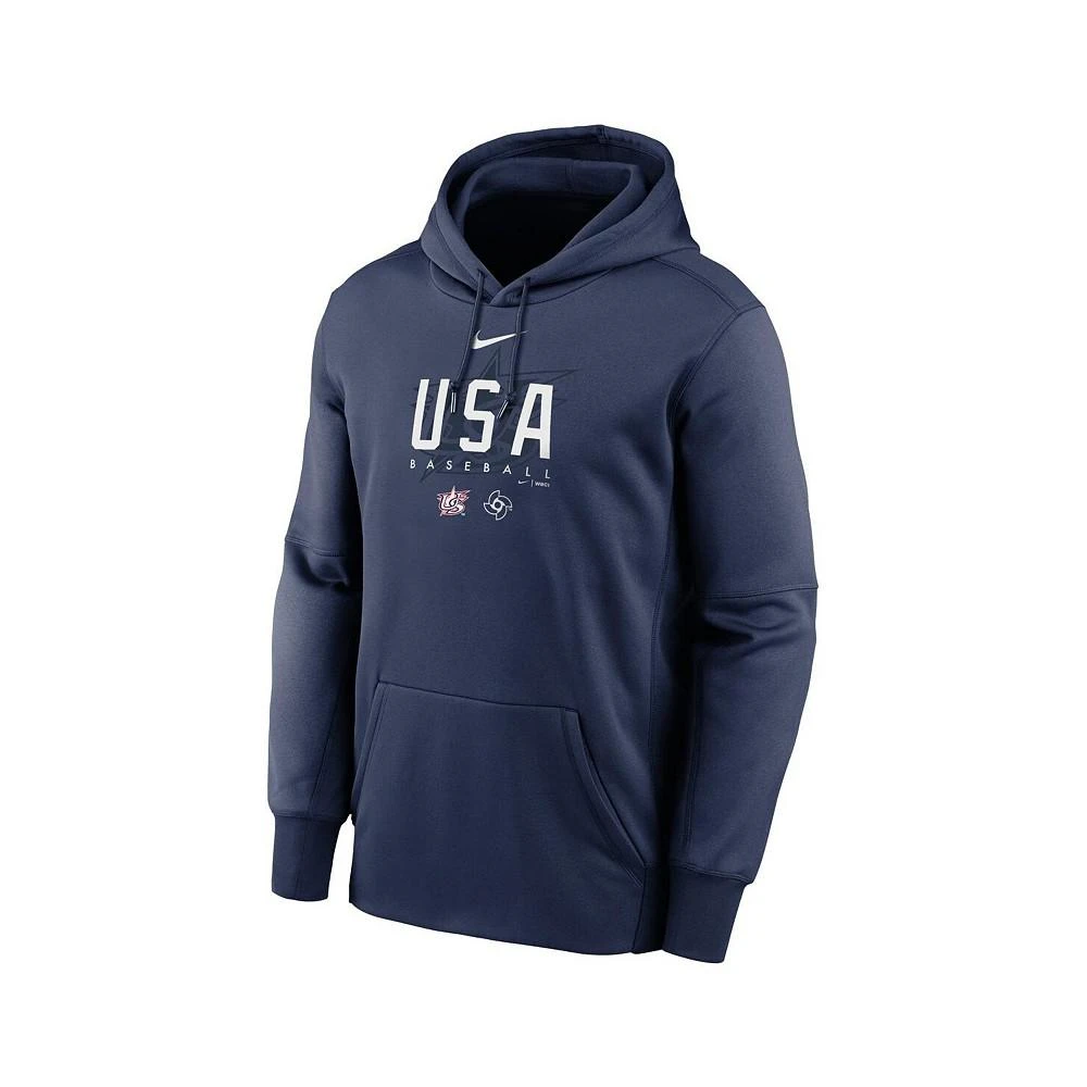 商品NIKE|Men's Navy USA Baseball 2023 World Baseball Classic Dugout Therma Performance Pullover Hoodie,价格¥596,第2张图片详细描述