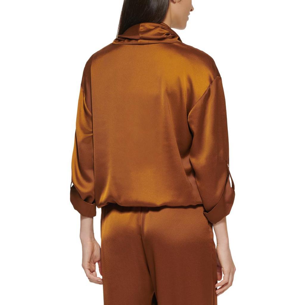 商品Calvin Klein|Calvin Klein Womens Satin Cowlneck Pullover Top,价格¥327,第4张图片详细描述