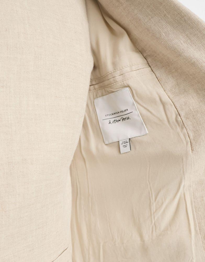 商品& Other Stories|& Other Stories linen blazer in beige,价格¥886,第4张图片详细描述