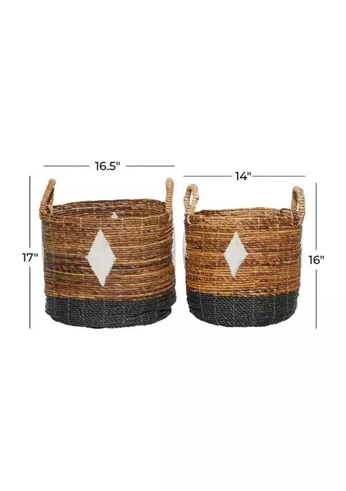 商品Monroe Lane|Contemporary Banana Leaf Storage Basket - Set of 2,价格¥2606,第4张图片详细描述