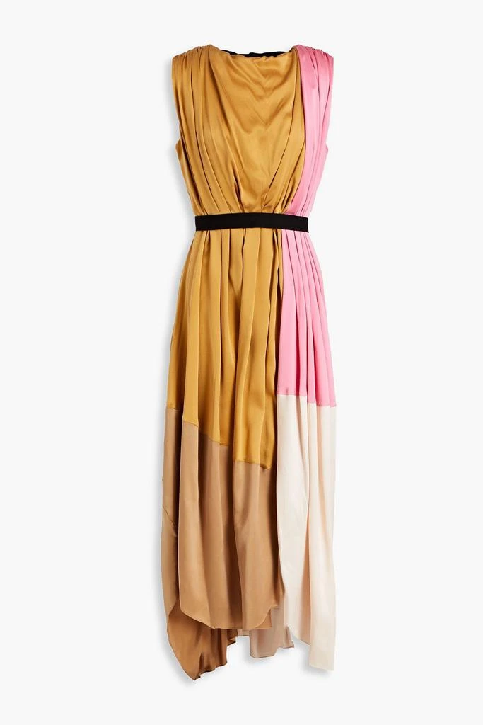 商品ROKSANDA|Canvas-trimmed pleated color-block silk midi dress,价格¥5605,第1张图片