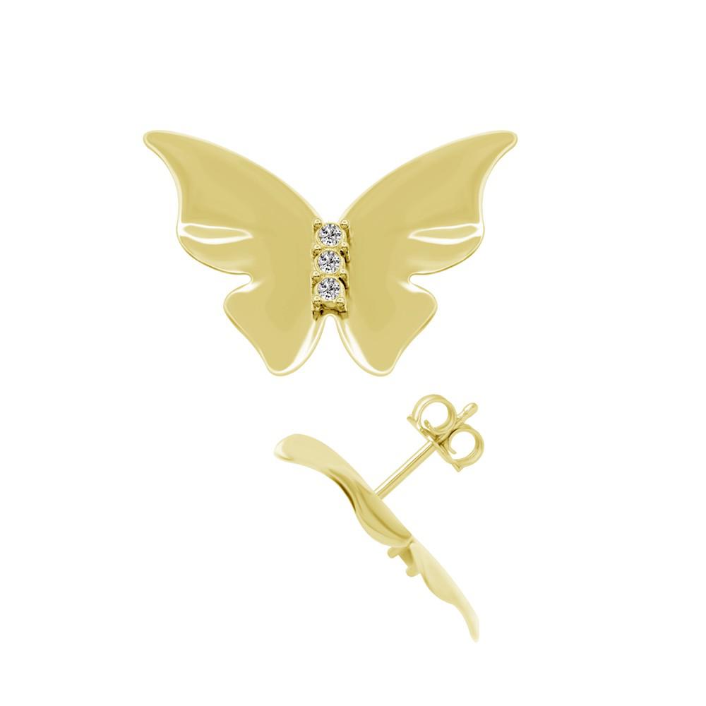 And Now This Crystal Butterfly  Stud Earring in Silver Plate, Gold Plate or Rose Gold Plate商品第1张图片规格展示