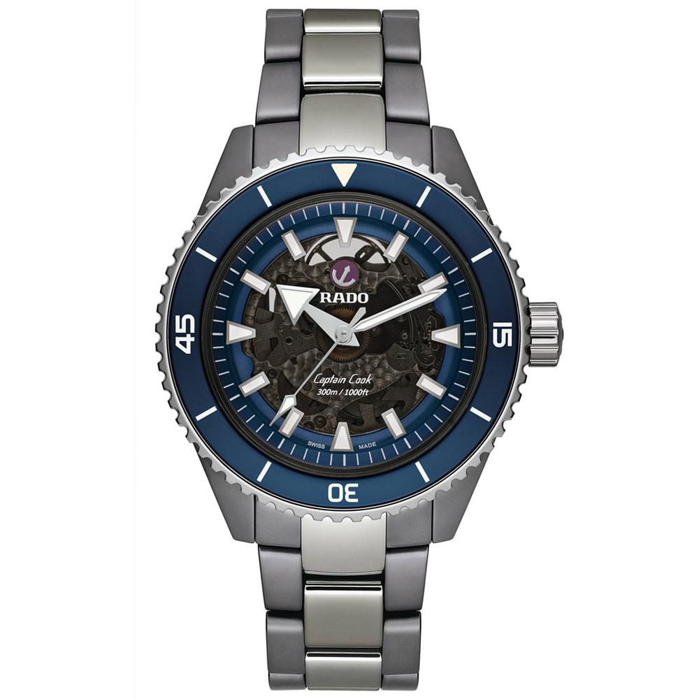 Men's Swiss Automatic Captain Cook Silver High Tech Ceramic Bracelet Watch 43mm商品第1张图片规格展示