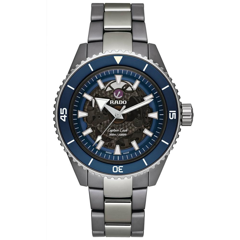 商品Rado|Men's Swiss Automatic Captain Cook Silver High Tech Ceramic Bracelet Watch 43mm,价格¥28222,第1张图片