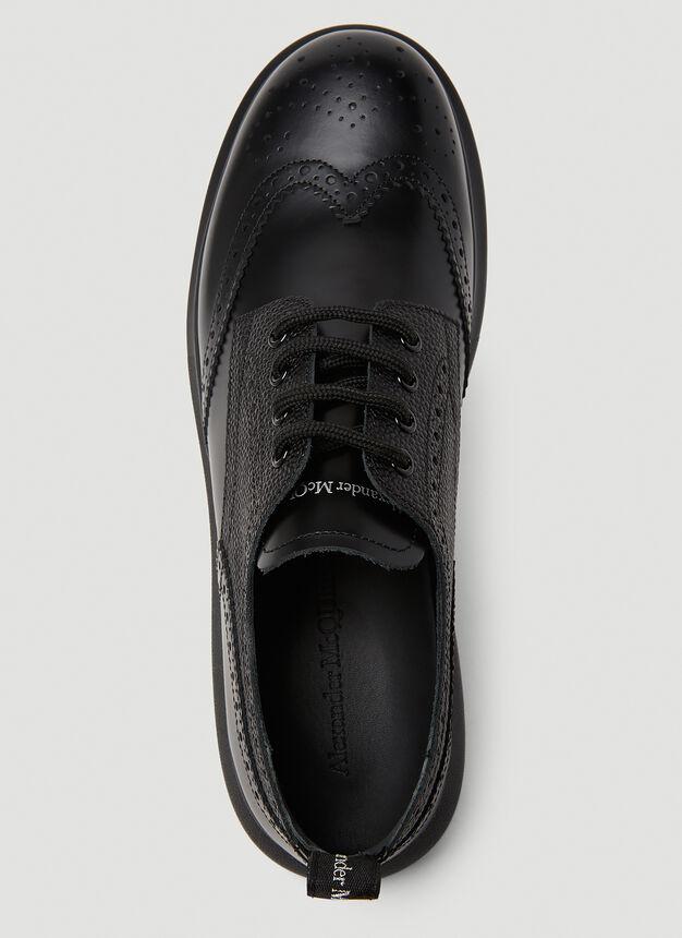Platform Brogue Lace-Up Shoes in Black商品第5张图片规格展示