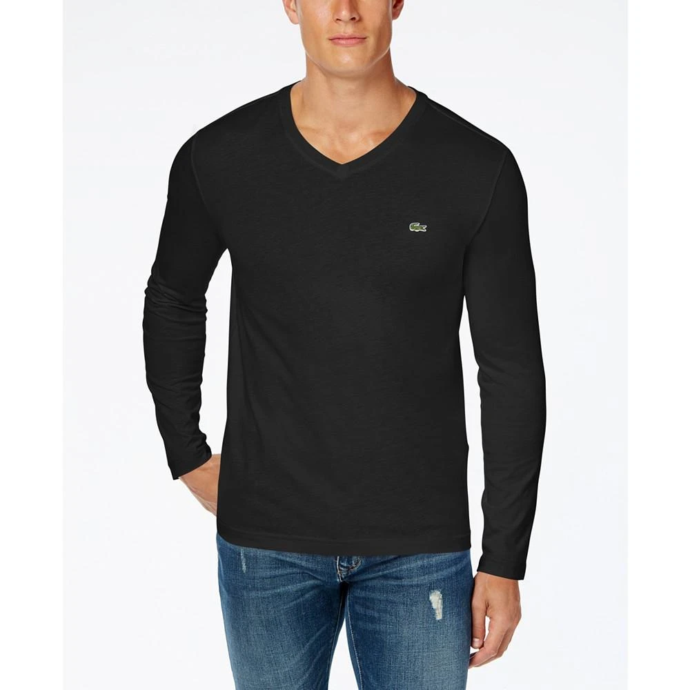 商品Lacoste|Men's V-Neck Casual Long Sleeve Jersey T-Shirt,价格¥410,第1张图片