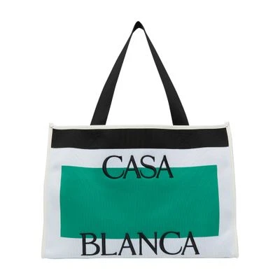 商品Casablanca|【预售】 男士 手提包 手提袋  AS24-BAG-101-01/WHITE/ GREEN CAAY3W9XMUL,价格¥3568,第1张图片