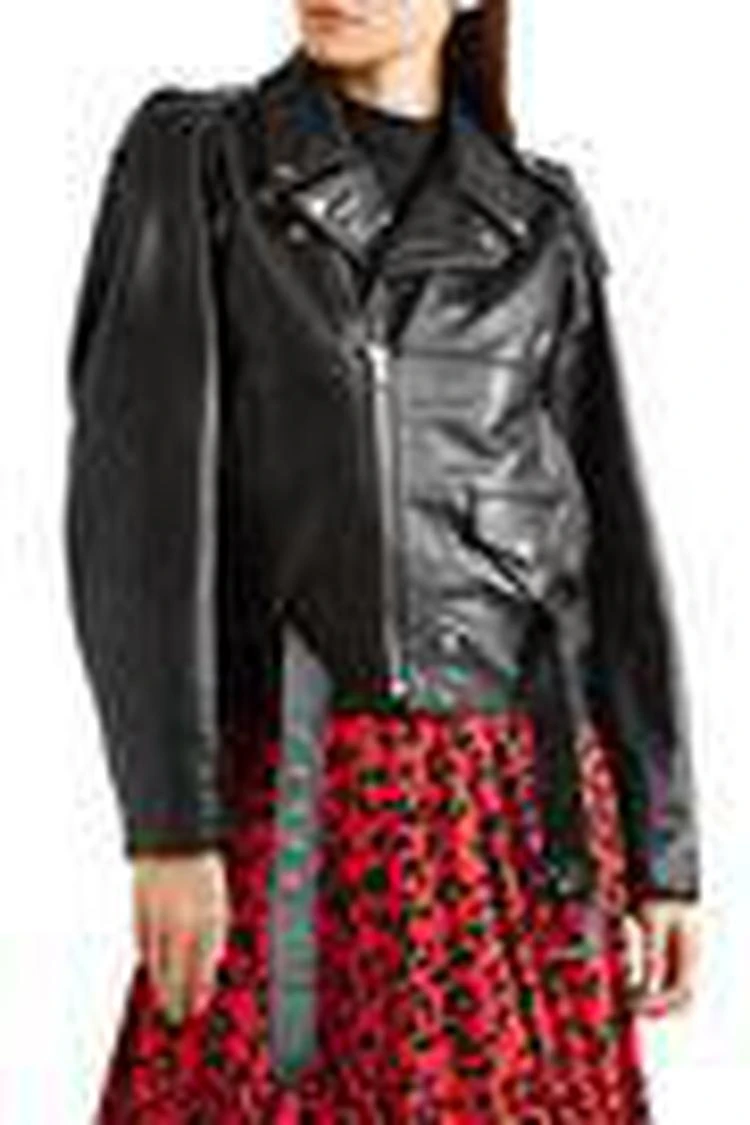 Convertible leather biker jacket 商品