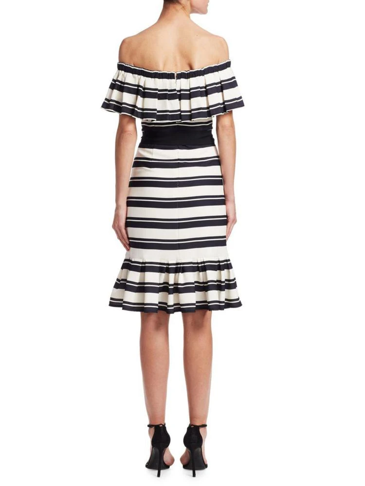 商品Halston Heritage|Off-The-Shoulder Stripe Flounce Dress,价格¥1559,第2张图片详细描述