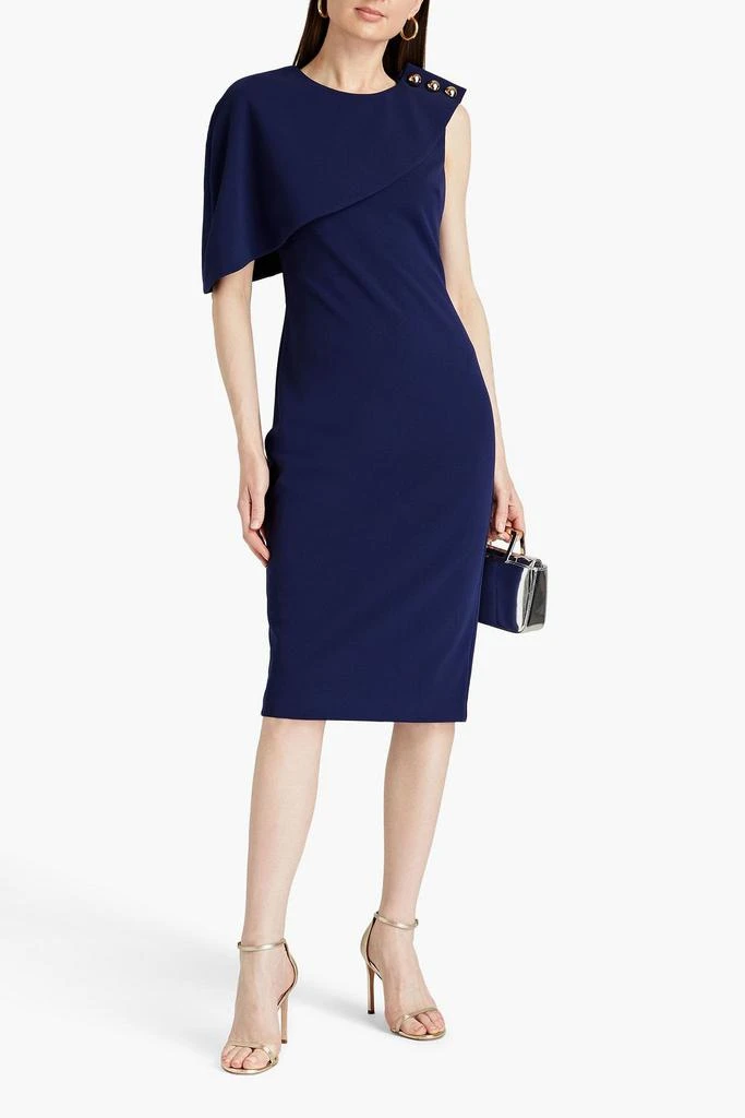 商品Badgley Mischka|Button-embellished crepe midi dress,价格¥826,第2张图片详细描述