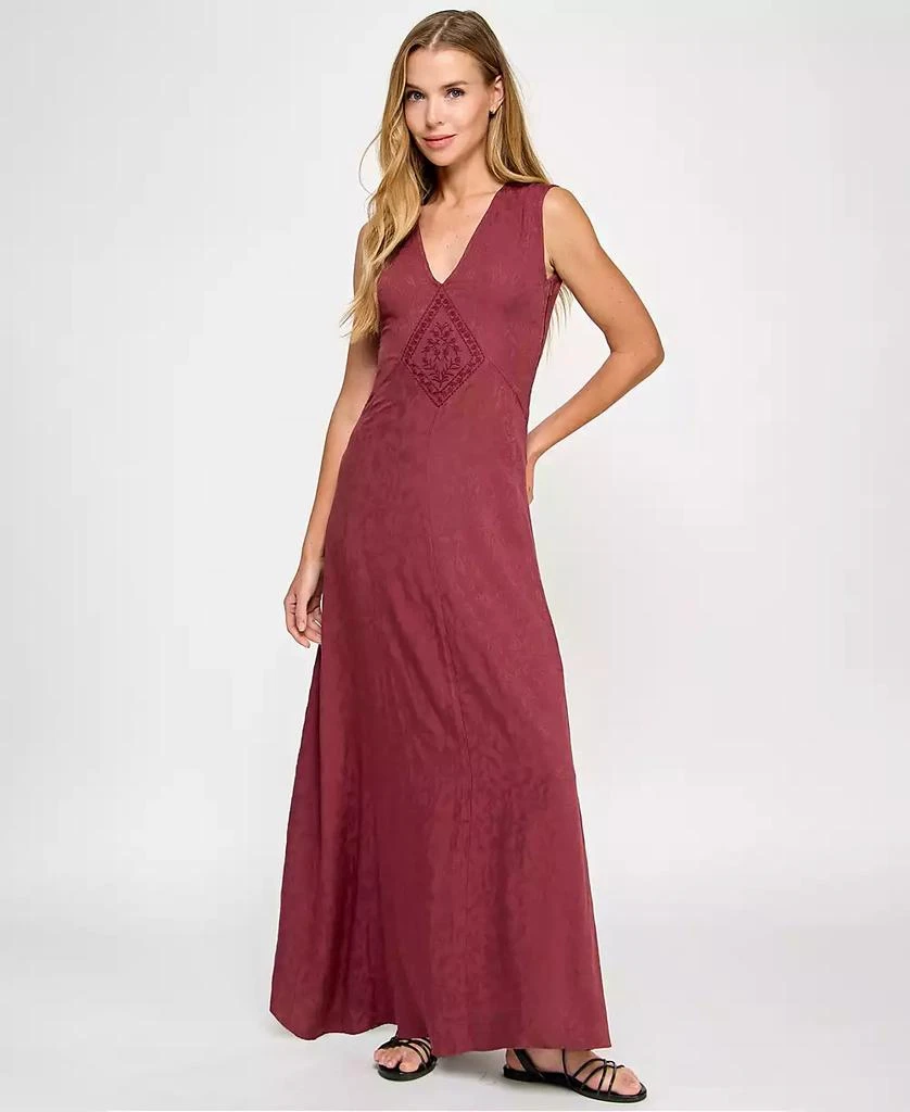 商品SENI & CADE|Juniors' Jacquard Embroidered Sleeveless Maxi Dress,价格¥511,第1张图片
